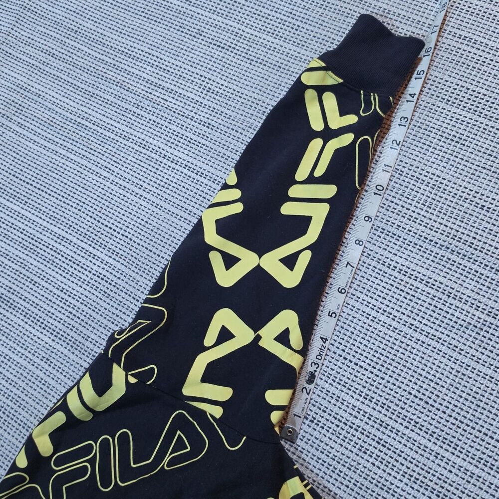FILA Womens S Pullover Cropped Sweatshirt Long Sleeve Crew Neck Black Yellow - Picture 8 of 9
